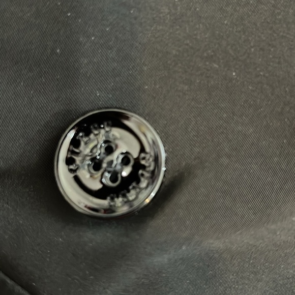 Guess Trench Coat Black Double Breasted Belted Polyester EUC S claz L - Picture 6 of 15